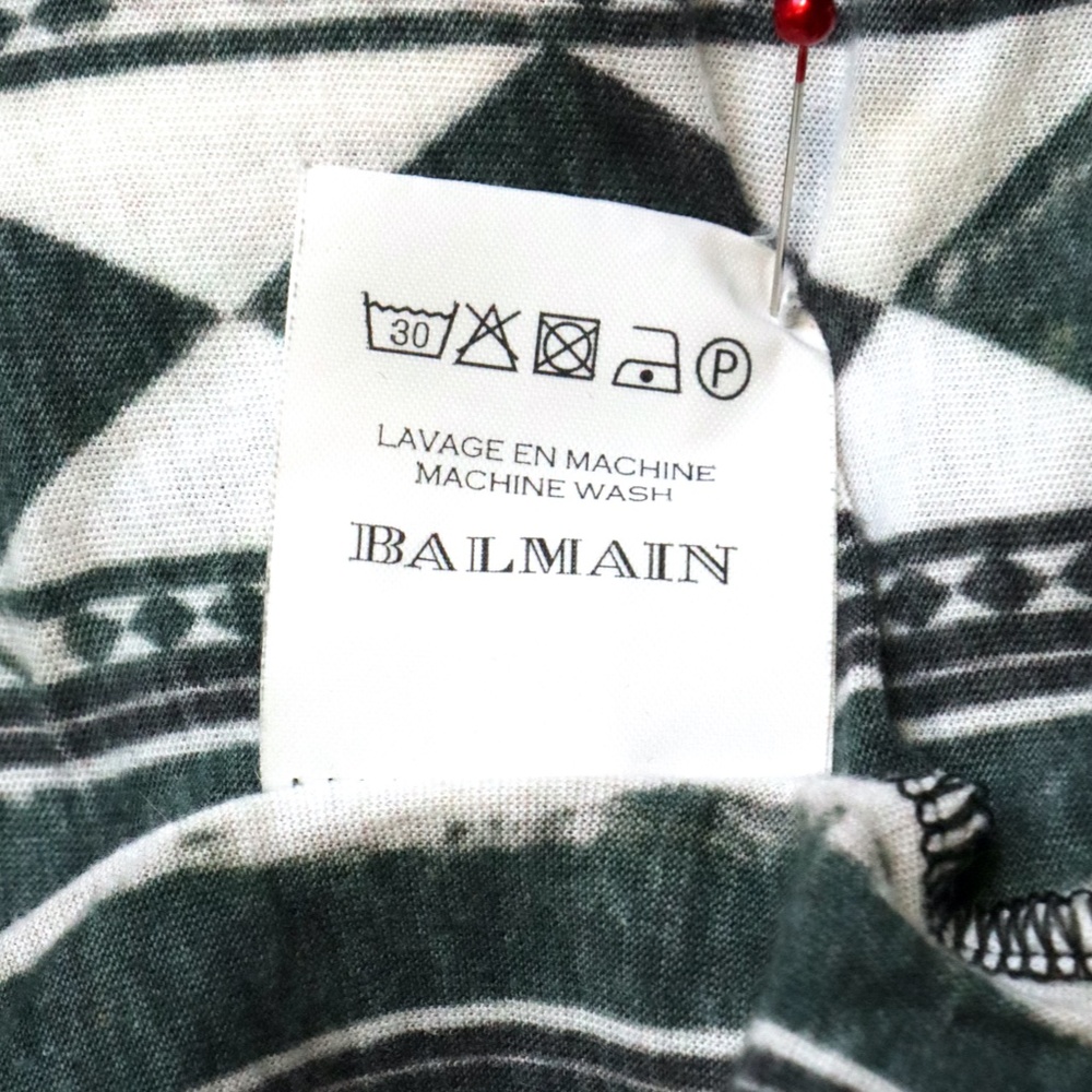 Balmain cotton v-neck short sleeve tee in harlequin print - Picture 9 of 11